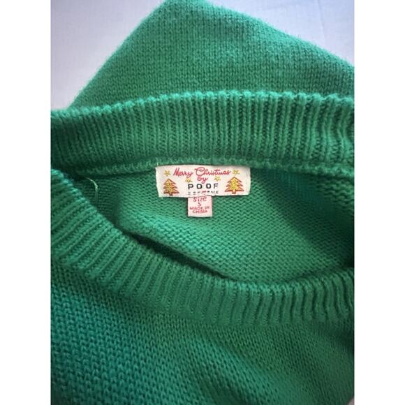 Gnomes Green Polka Dot Size Small Christmas Sweater Poof New York Sequin Accent - Picture 3 of 11